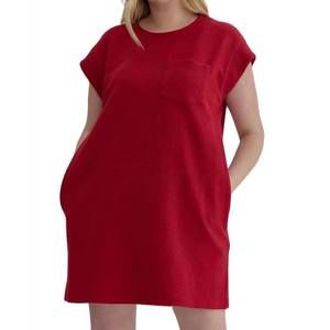 NEW ENTRO quilted shirt dress in scarlet with pockets!